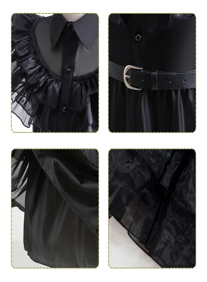 Luzlen Black Costume for Girls Kids Halloween Carnival Cosplay Party Dress with Accessories, 4-5 Years(Label 110) - Image 5